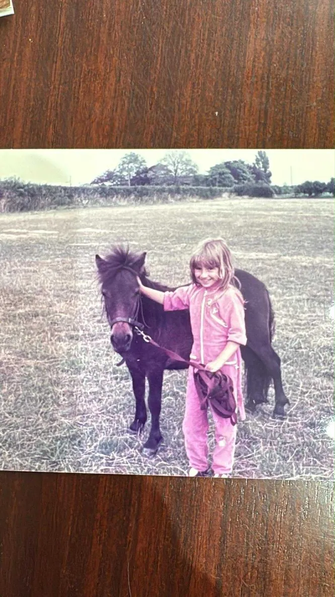 Young Maggie May Treanor with her pony on the family farm